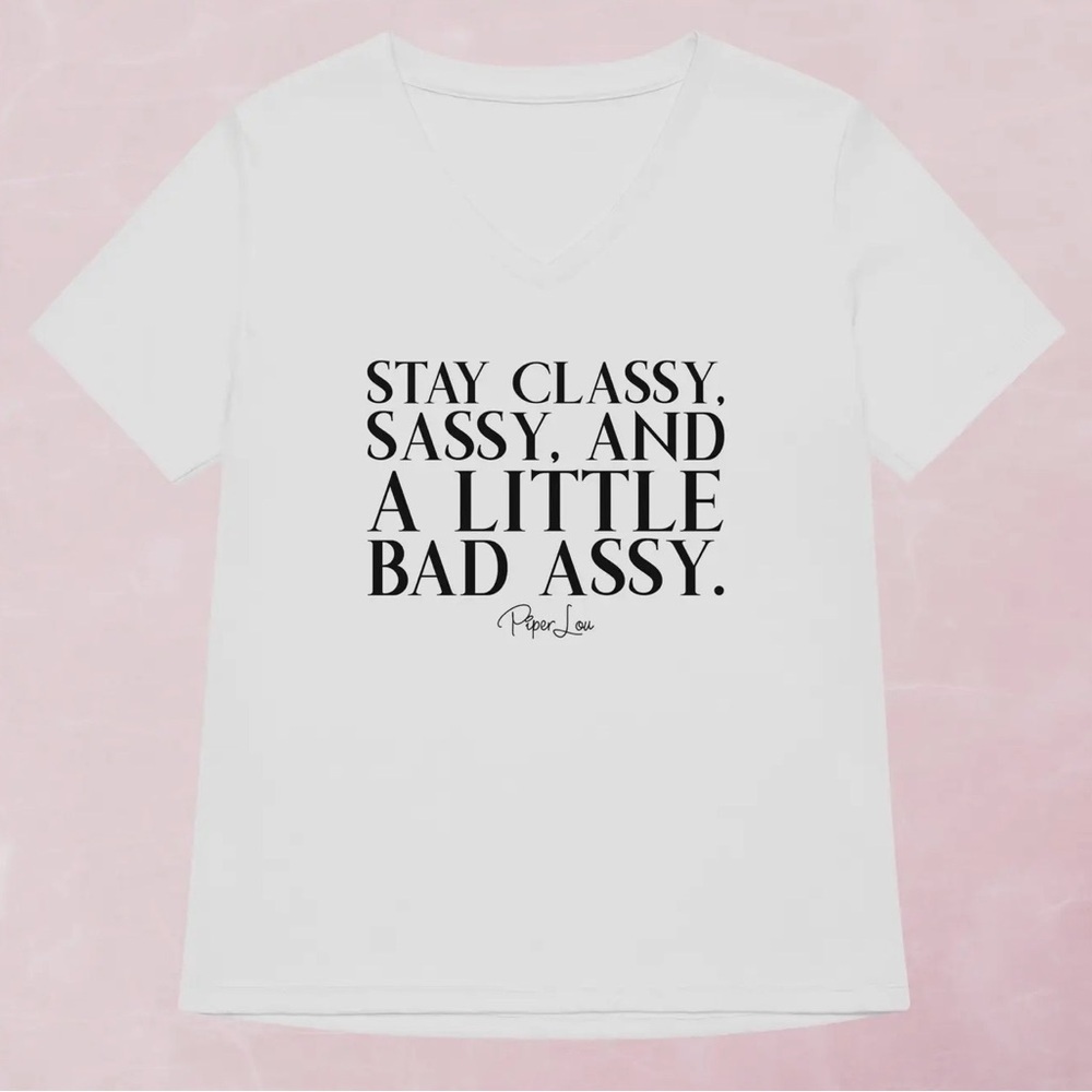 White V-Neck Short Sleeve Tee-Stay Classy